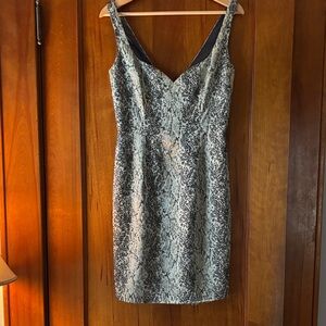 Cache Black and White Patterned Mini Dress